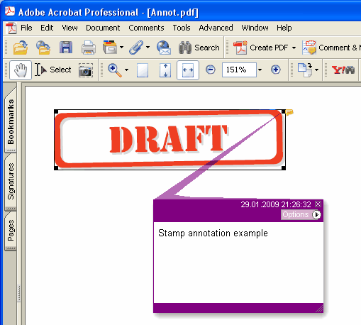 Stamp annotation preview