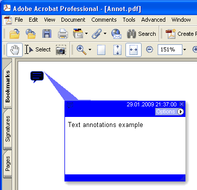 Text annotation preview